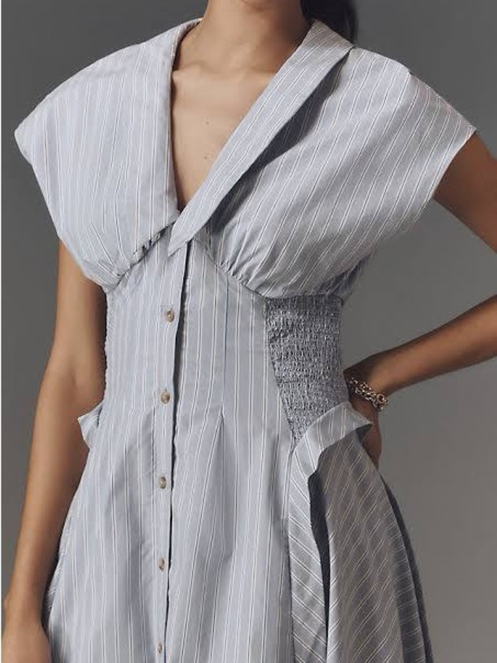 Fitted Pinstripe Anthropology Maxi Dress